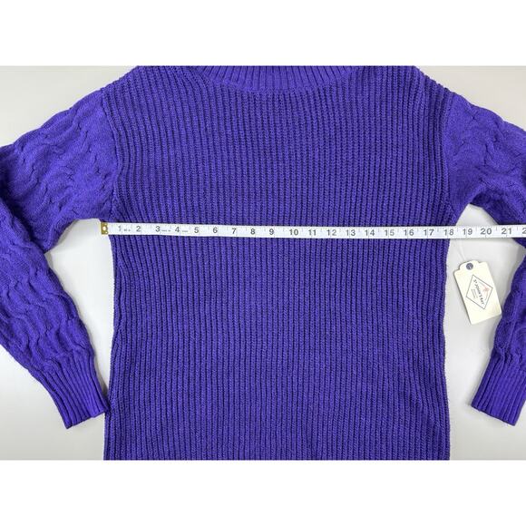 St. John’s Bay Women’s Chunky Turtleneck Sweater S Melrose Purple Cable Knit NWT - Picture 5 of 10